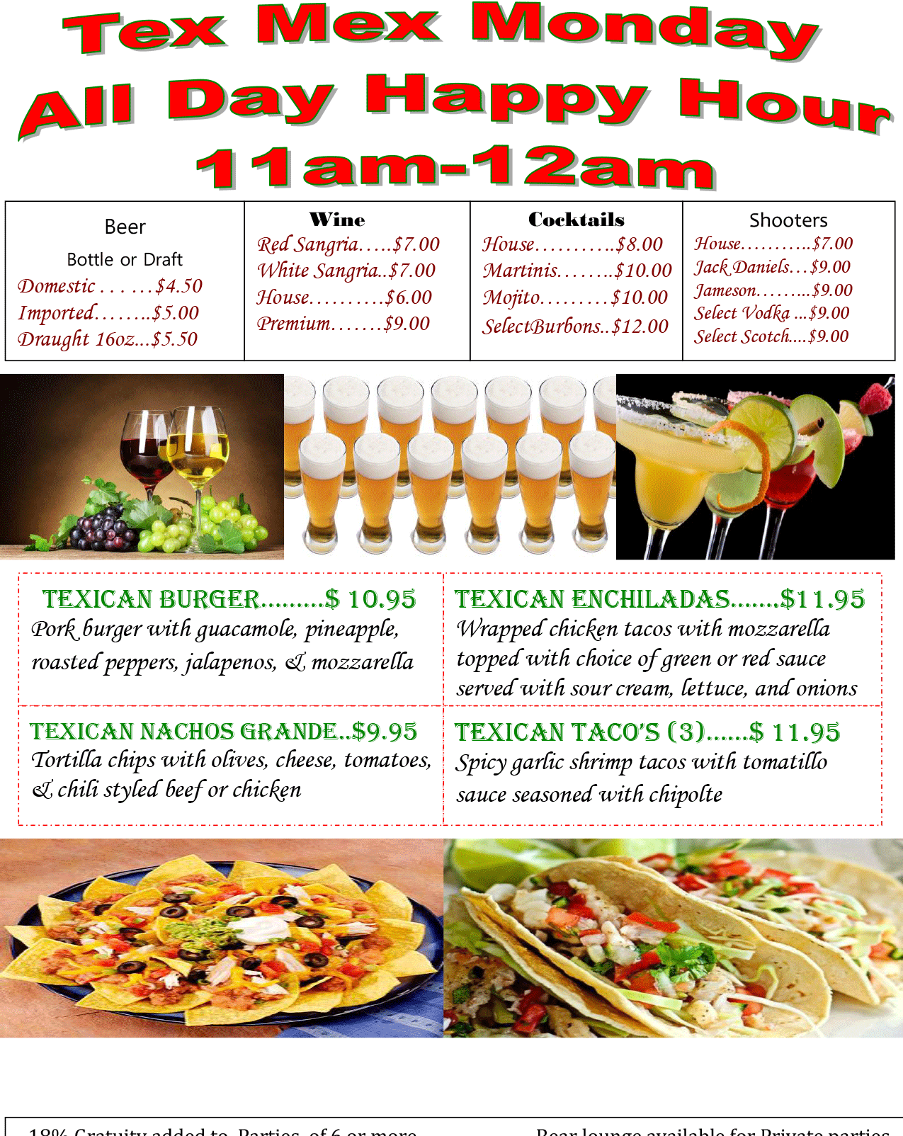 Monday Specials
